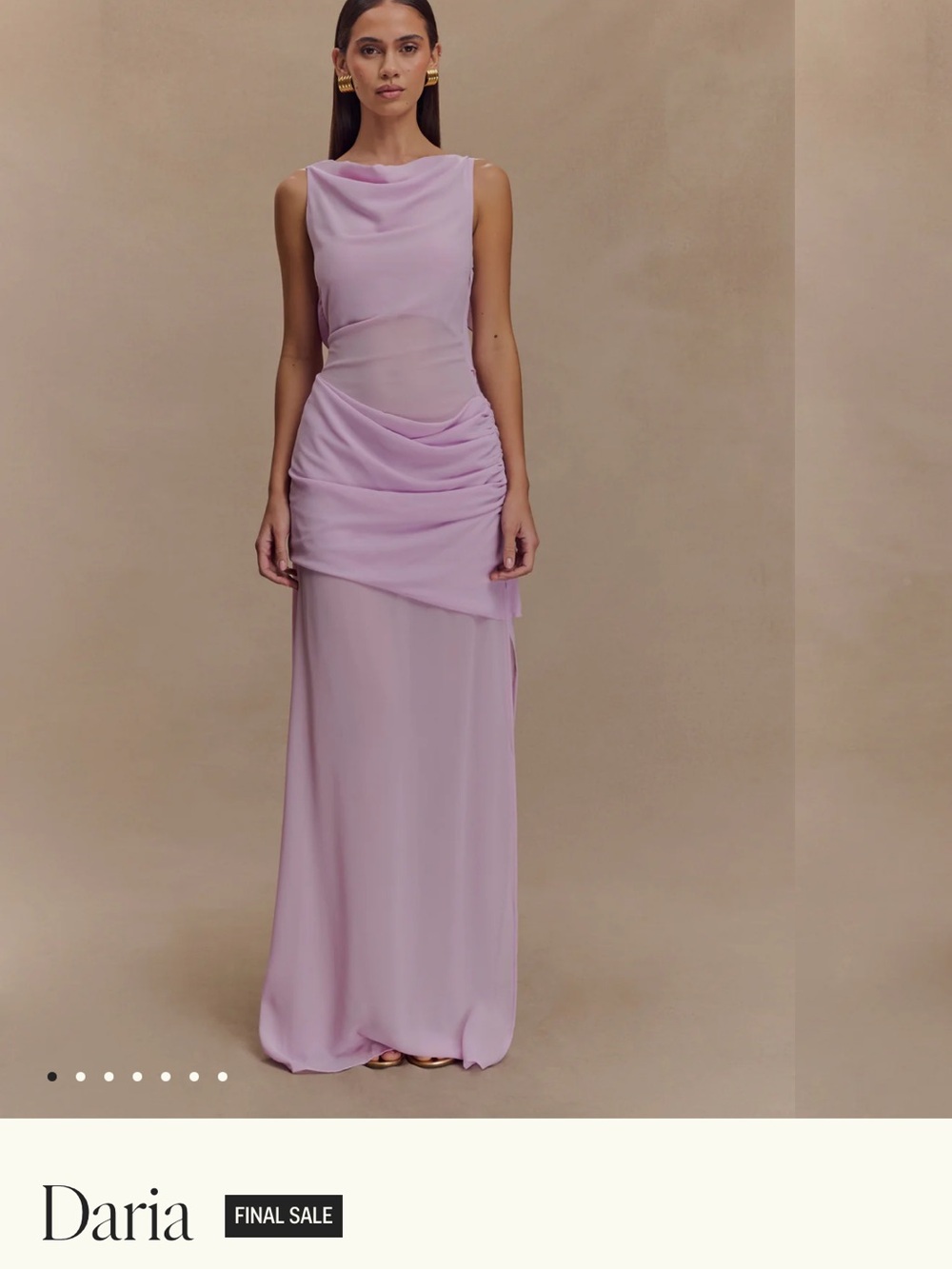 Aria Sleeveless Draped Lilac Maxi Gown